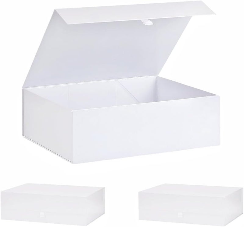 PLINJOY Extra Large White Gift Box 3 Pack 16.5x14x5.5 Inches,Gift Boxs for Presents with Lid Magnetic Closure Collapsible,Bridesmaid Proposal Box,Birthday, Christmas,for Clothes and Large Gifts - Image 1